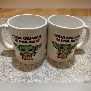 Baby Yoda Obi-Wan For Me - 2 Coffee Mug/Cup 11oz Double Sided NEW